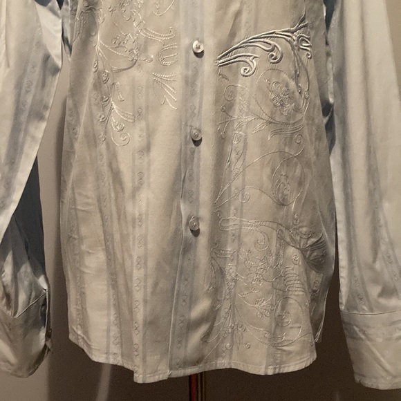 MEN’S FOR HIM UK London blue embroidered dress shirt. Size Medium. Never worn. - Picture 5 of 13